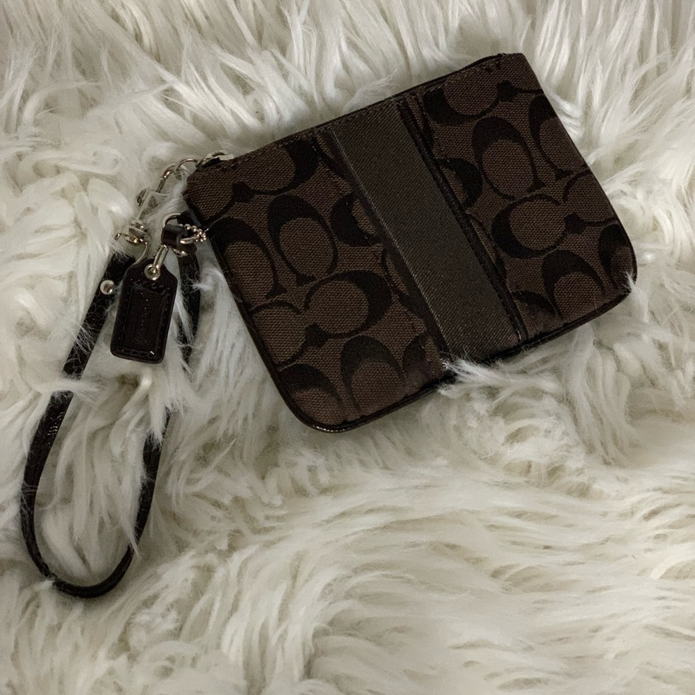 Coach Brown Classic “C” Monogram Wristlet